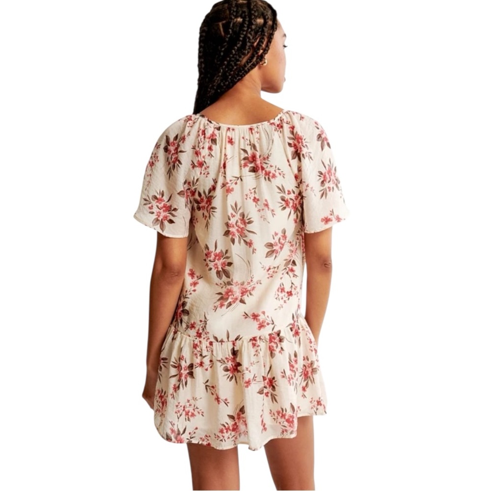 NWT Abercrombie & Fitch Floaty Trapeze Mini Dress in Cream Floral Size ST - Picture 3 of 8